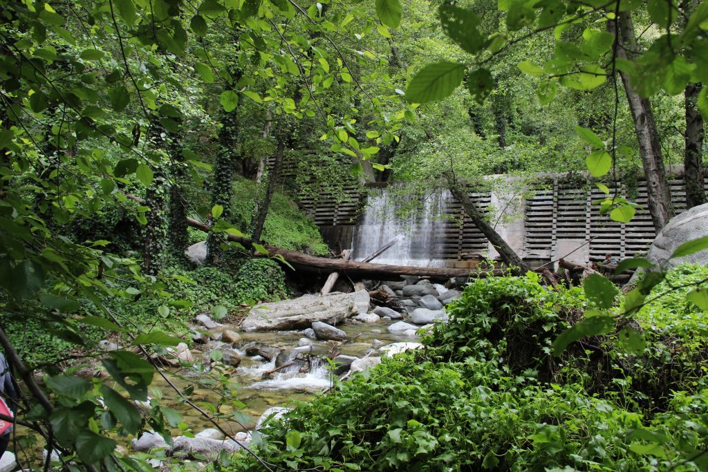 Man made falls you see along the trail. 