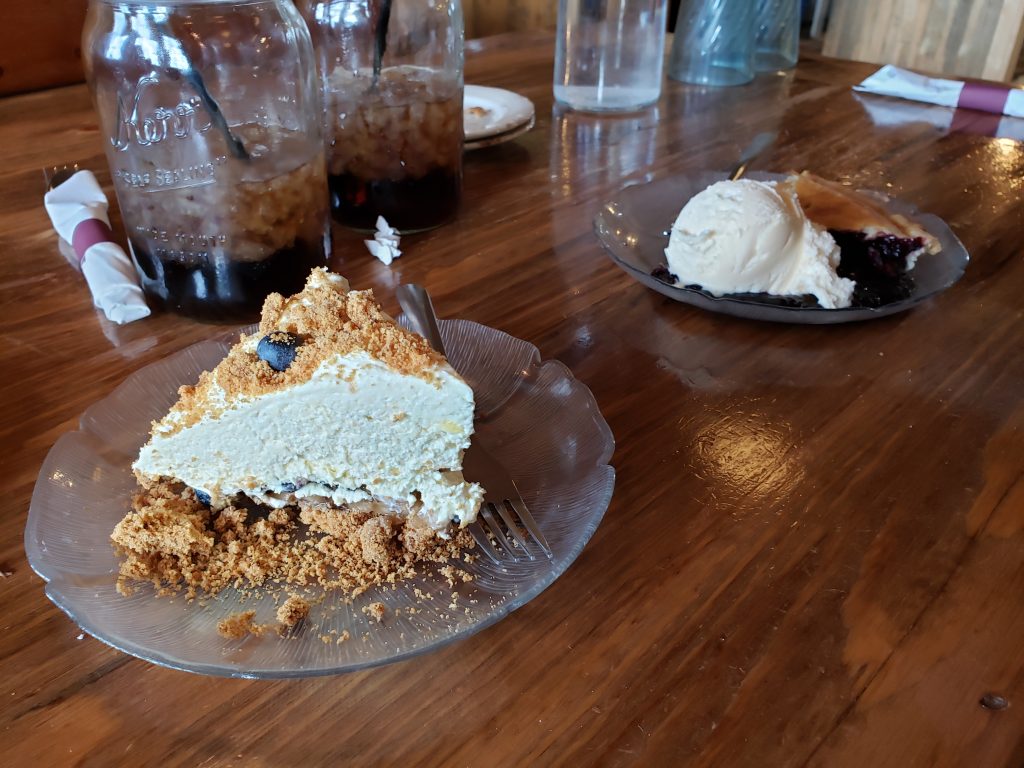 Banana Blueberry Cream Pie and Boysenberry ala mode Pie