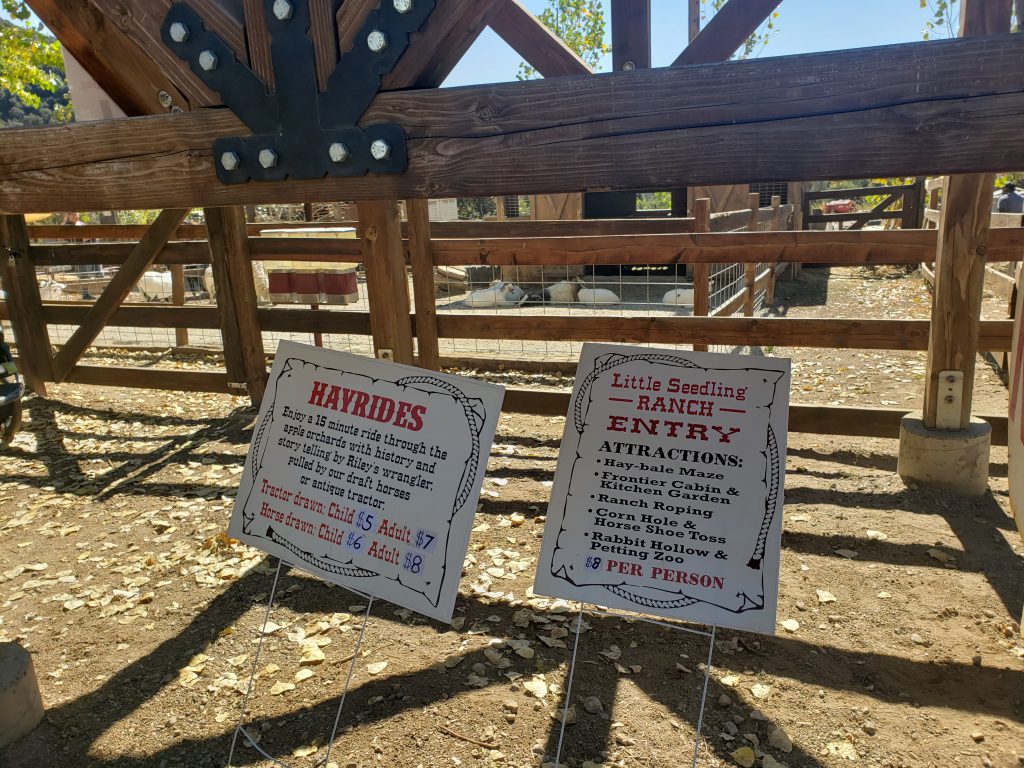 Price list for other activities on the farm