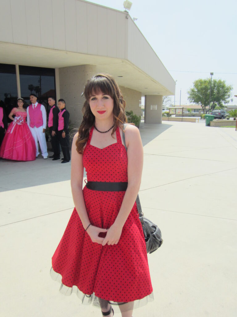 Girl in a red pinup dress